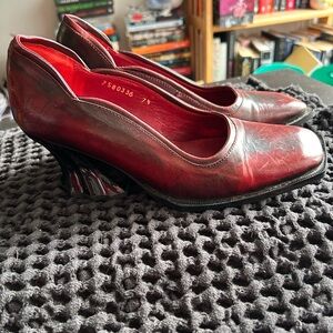 John Fluevog Red Baroque heels W7.5